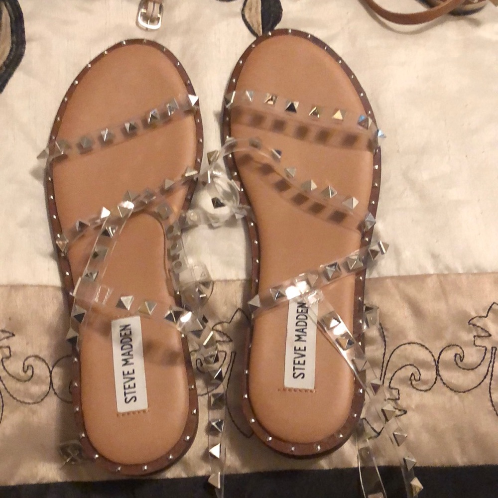 Steve Madden clear spike Wrap around the ankle sandals never worn